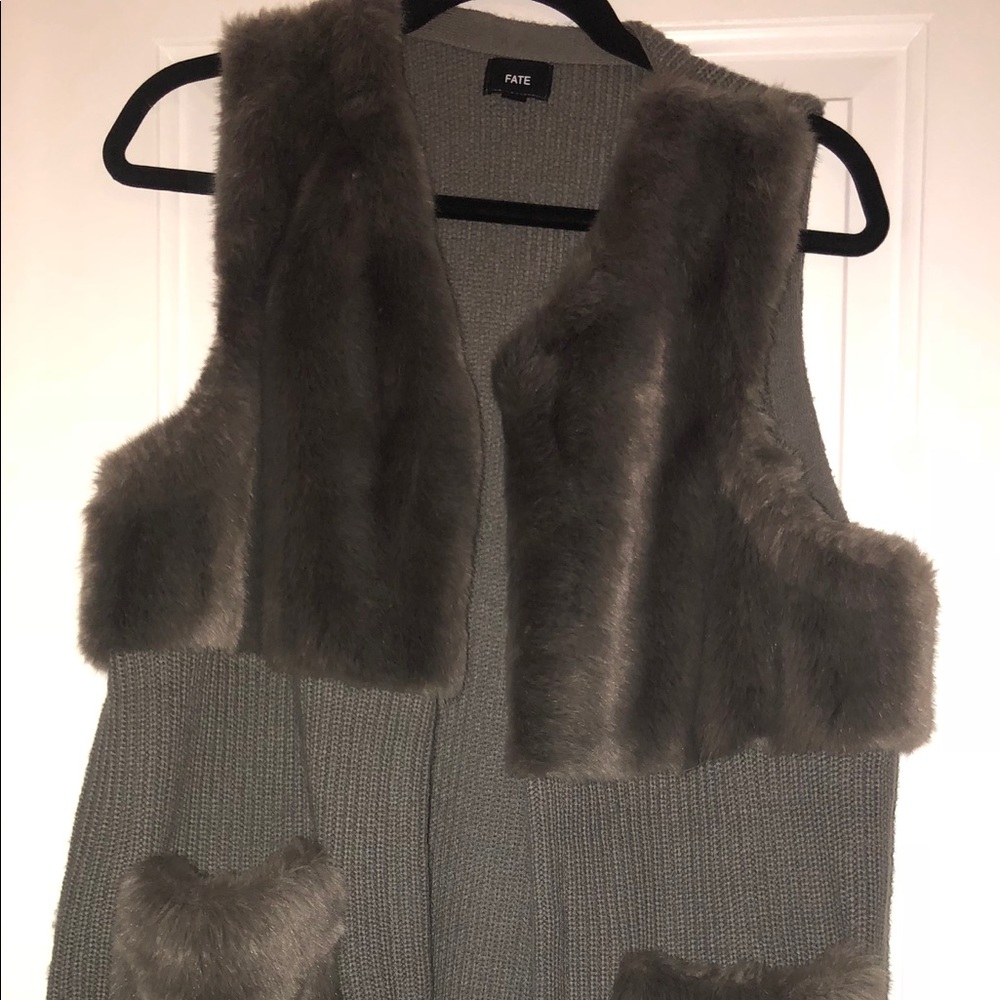 Faux fur sweater vest